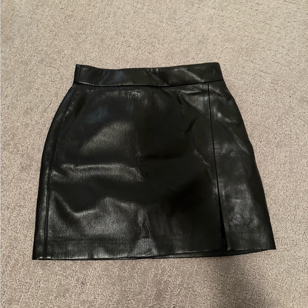 Aritzia Black Faux Leather Mini Skirt